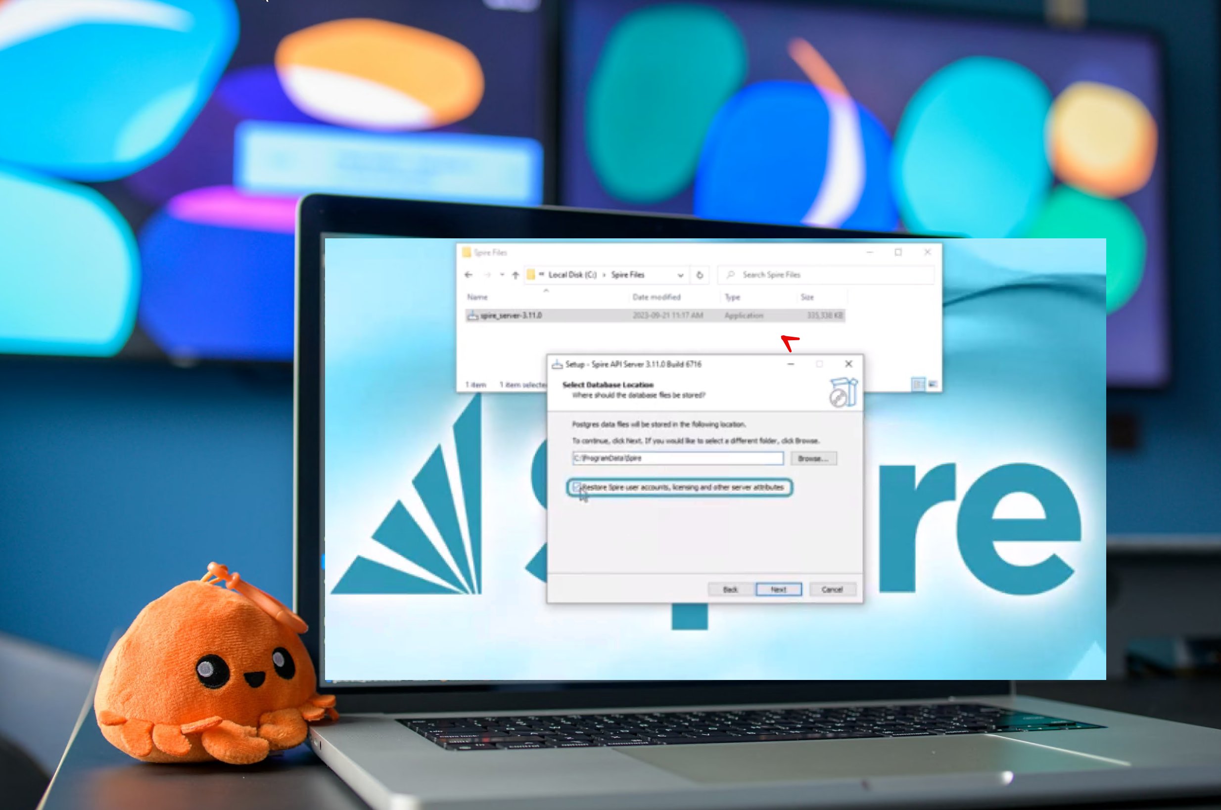 Spire ERP installation and setup on a laptop