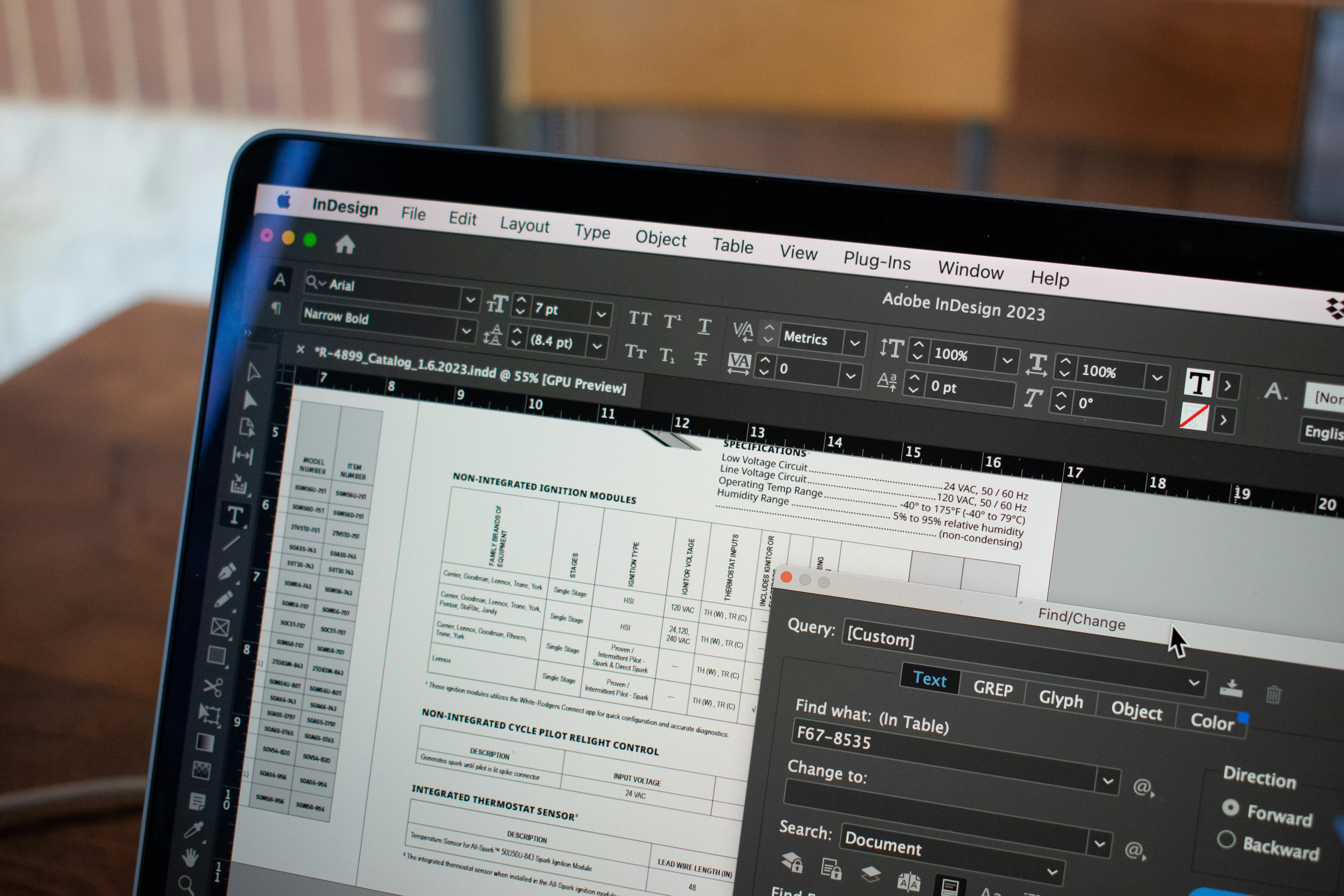 Detailed report and document layout on screen